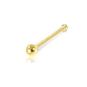 14K Solid Yellow Gold Ball Nose Stud Ring Bone 20g 1.0-2.0mm - Body Piercing Jewelry