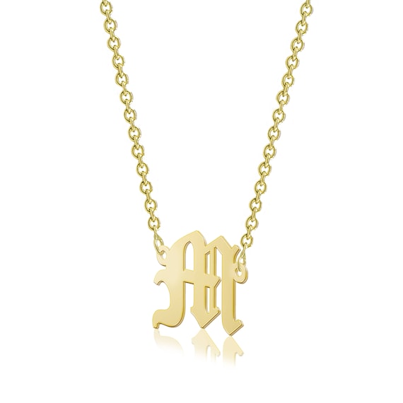 10K Or Jaune cœur initiale lettre Pendentif-A-Z Alphabet Fleur Collier Charme