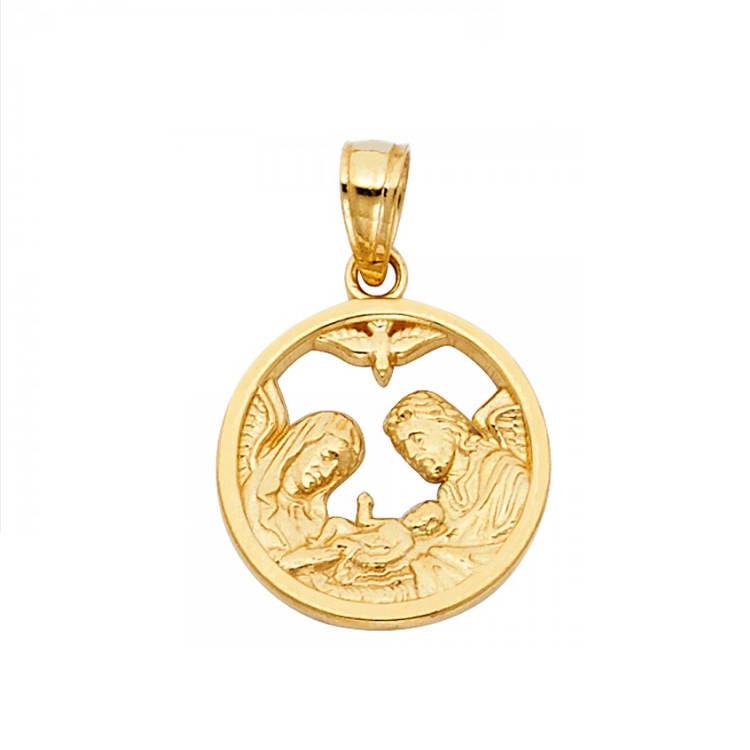 14K Solid Yellow Gold Baptism Medal 