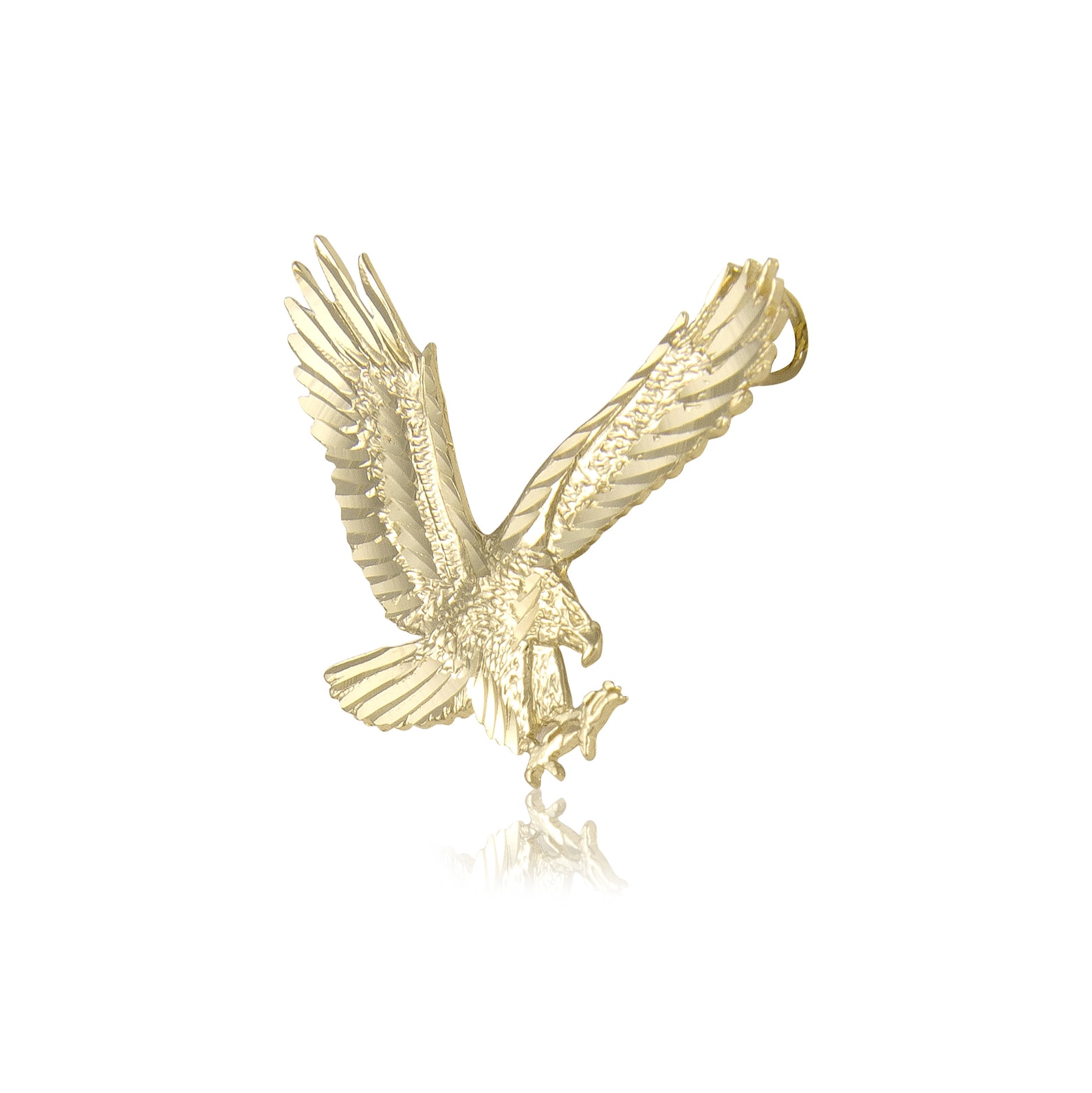 14K Solid Yellow Gold Eagle Pendant Flying Bird Diamond Cut - Etsy