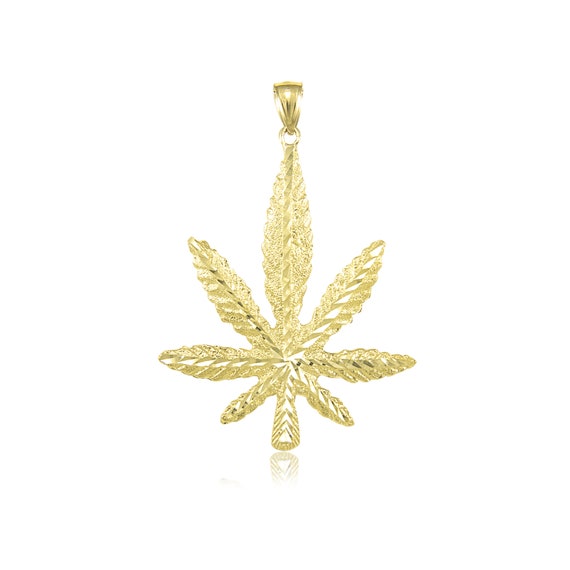 14k Solid Yellow Gold Leaf Pendant Cans Weed - Gold Pot Leaf Pendant 14k Solid Yellow Gold Leaf Pendant Cans Weed - Gold Pot Leaf Pendant