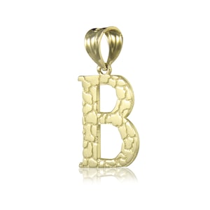 10K Solid Yellow Gold Nugget Initial Letter Pendant A-Z Any Alphabet Necklace Charm image 2