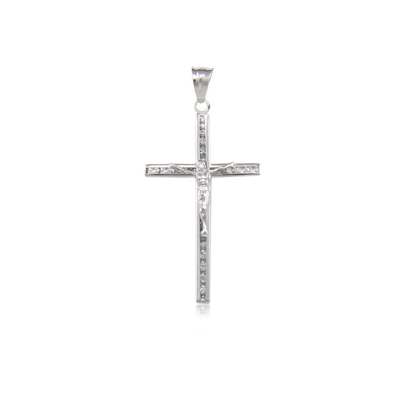 14K Solid White Gold Cubic Zirconia 