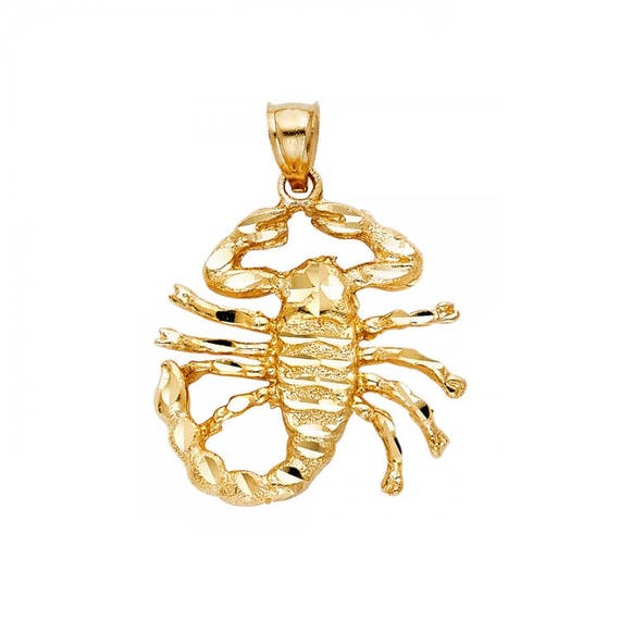 14K Solid Yellow Gold Scorpion Pendant 
