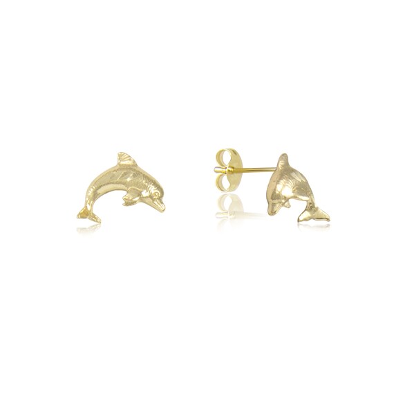 Solid 14k gold dolphin best sale earrings