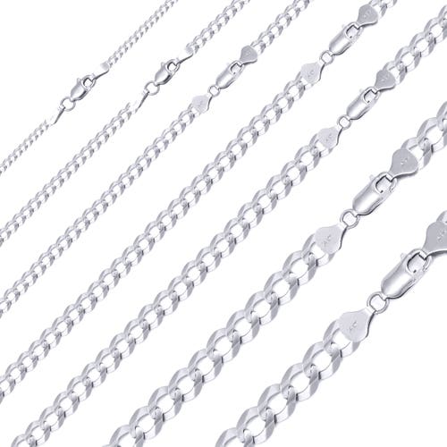 14K Solid White Gold Cuban Necklace 