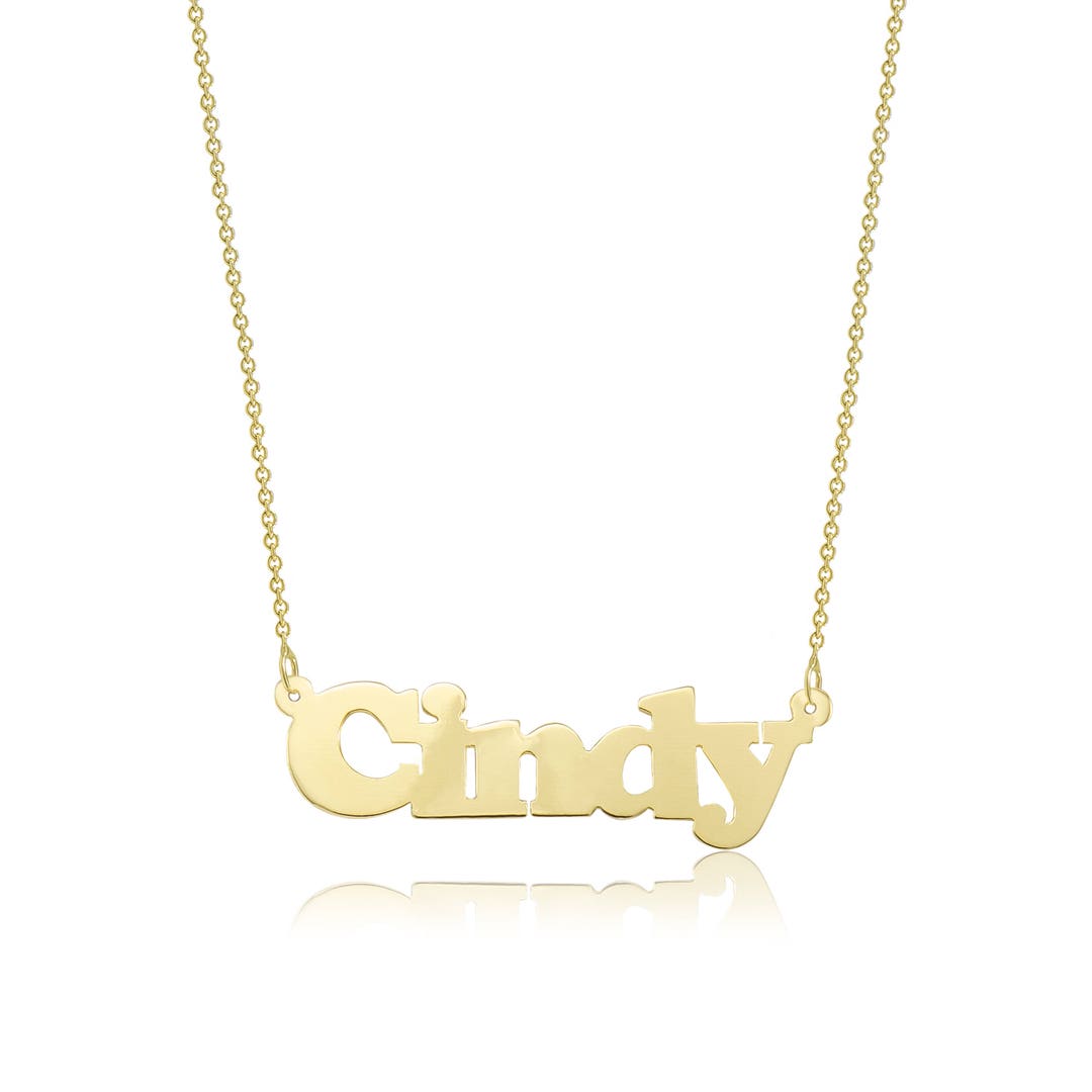 10K Solid Yellow Gold Personalized Custom Name Pendant Rolo - Etsy