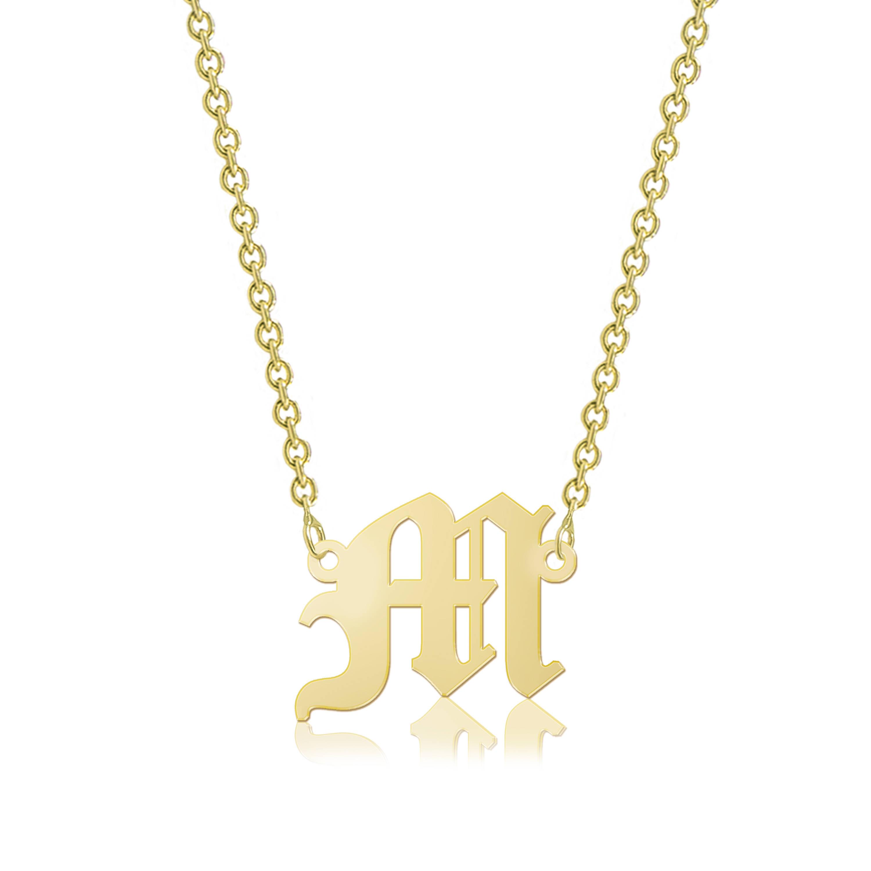 Old english initial necklace solid gold deals