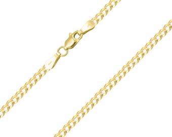 10K Solid Yellow Gold Cuban Necklace Chain 2.5mm 16-24" - Round Curb Link