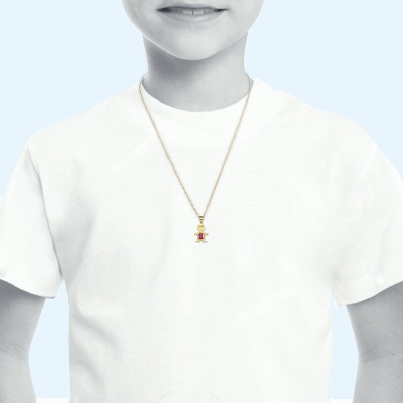 14K Solid Yellow Gold Cubic Zirconia Birthstone Boy Pendant Etsy