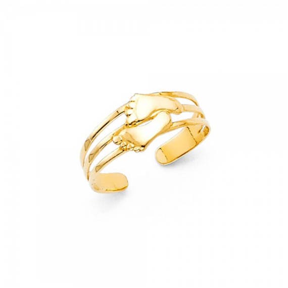 14k Polished and Diamond-cut Dolphin Toe Ring Length Width
