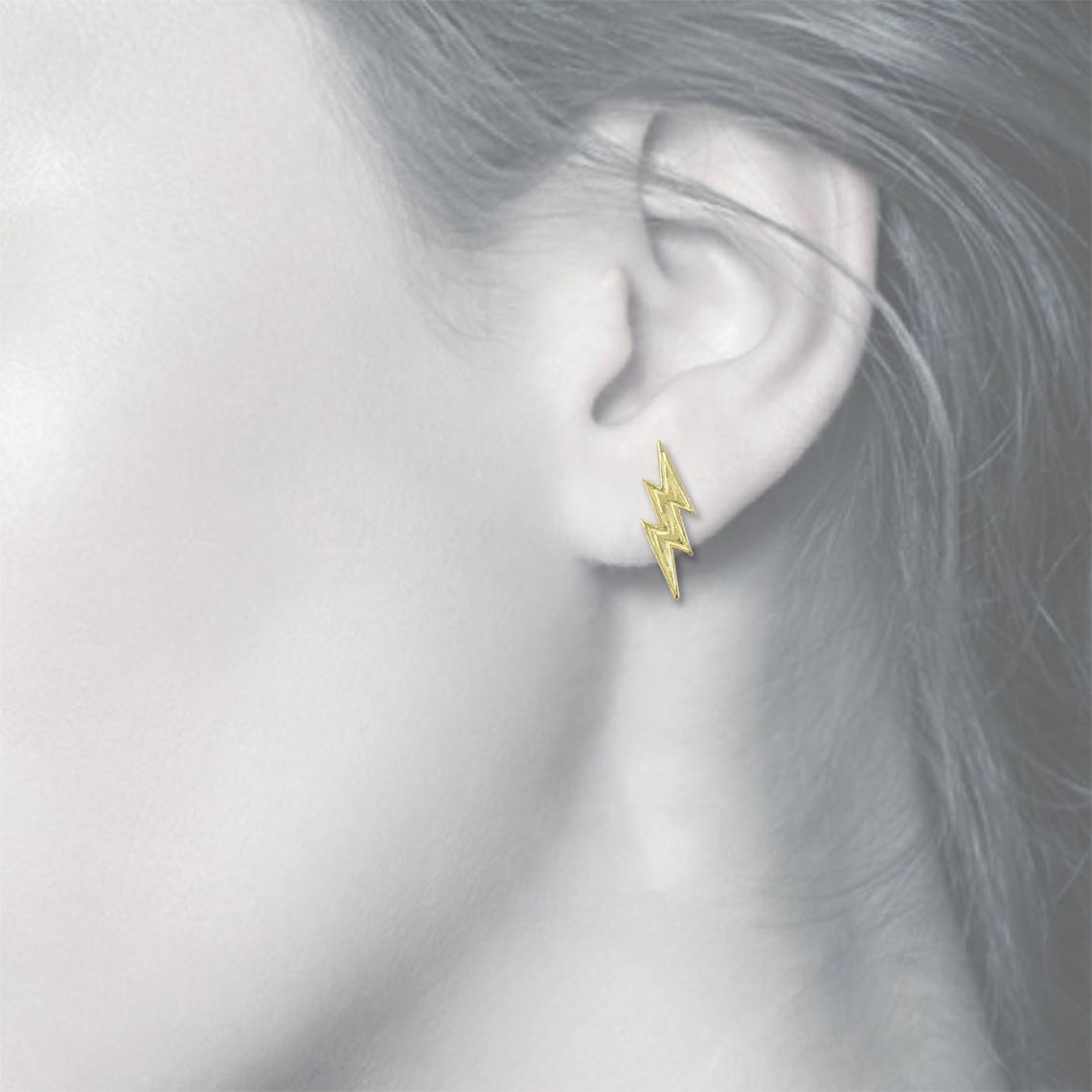 Solid gold lightning bolt earrings Clearance