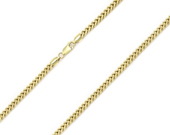 10K Yellow Gold Hollow Franco Necklace Chain 2.5mm 16-30" - Box Link