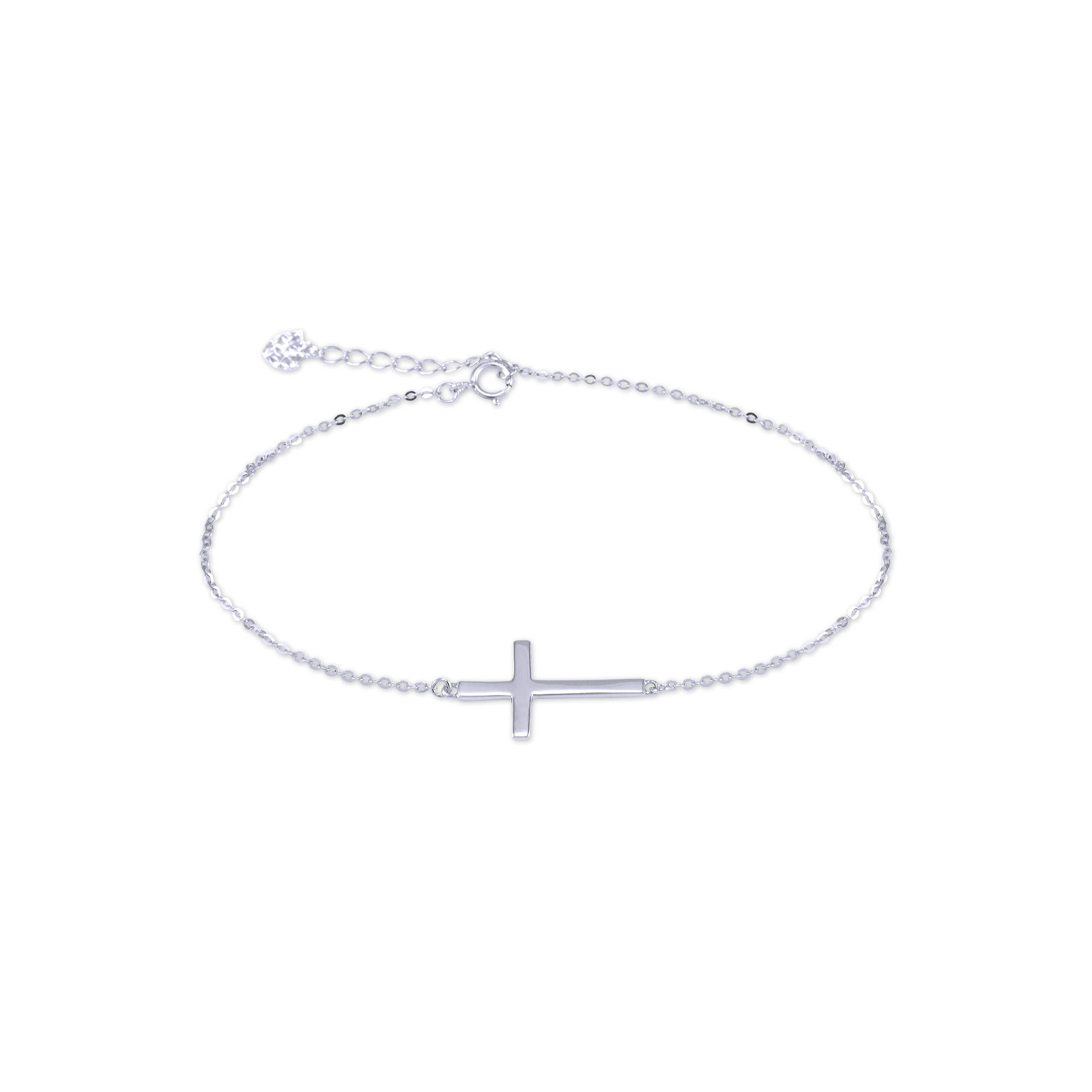 Amazon.com: NECOCY 14K Gold Cross Bracelet Dainty Rose Gold Cross Bracelet  Sterling Silver Plated for Women: Clothing, Shoes & Jewelry