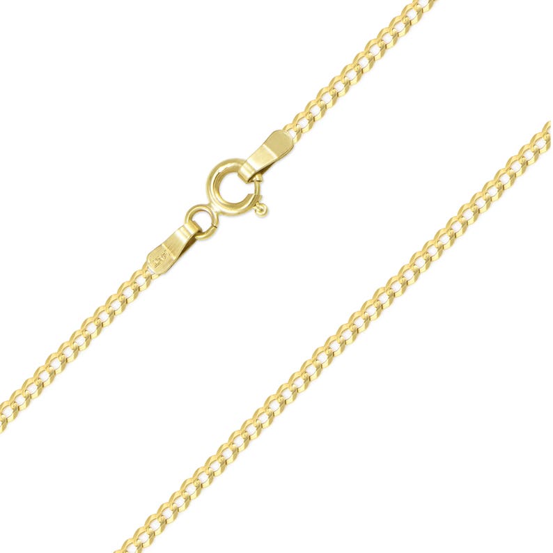 Round Curb Link 14K Solid Yellow Gold Cuban Necklace Chain 2.0mm 16-24