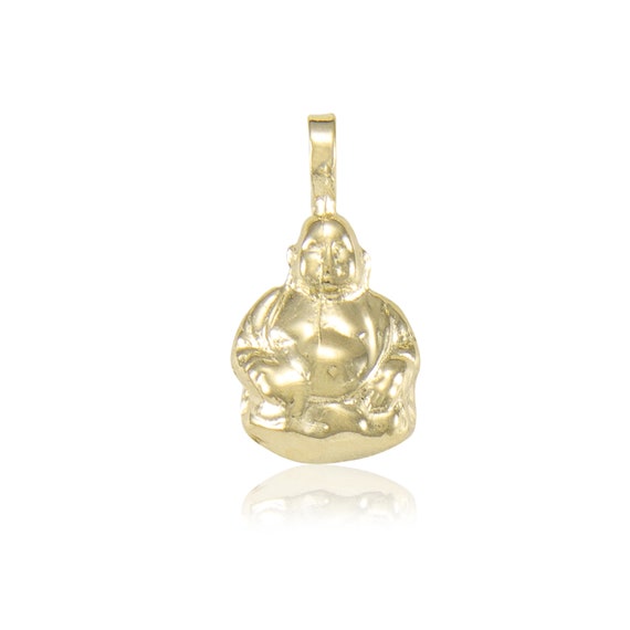 14k Solid Yellow Gold Buddha Pendant Religious Necklace Charm