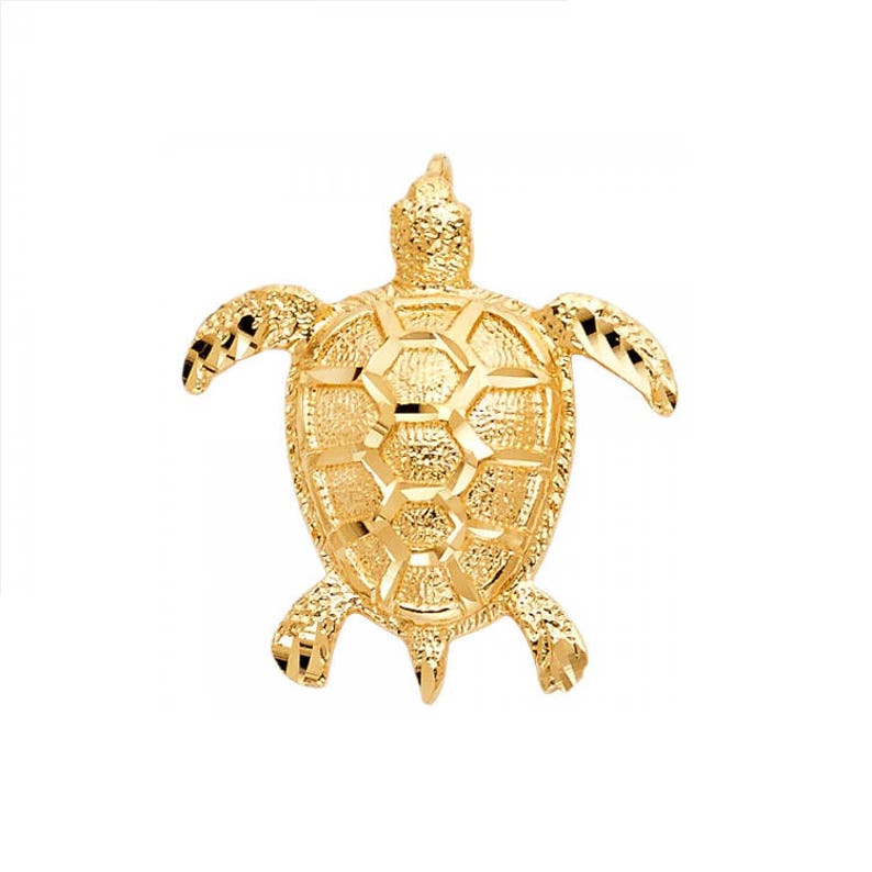 14K Solid Yellow Gold Turtle Pendant Good Luck Lucky Etsy