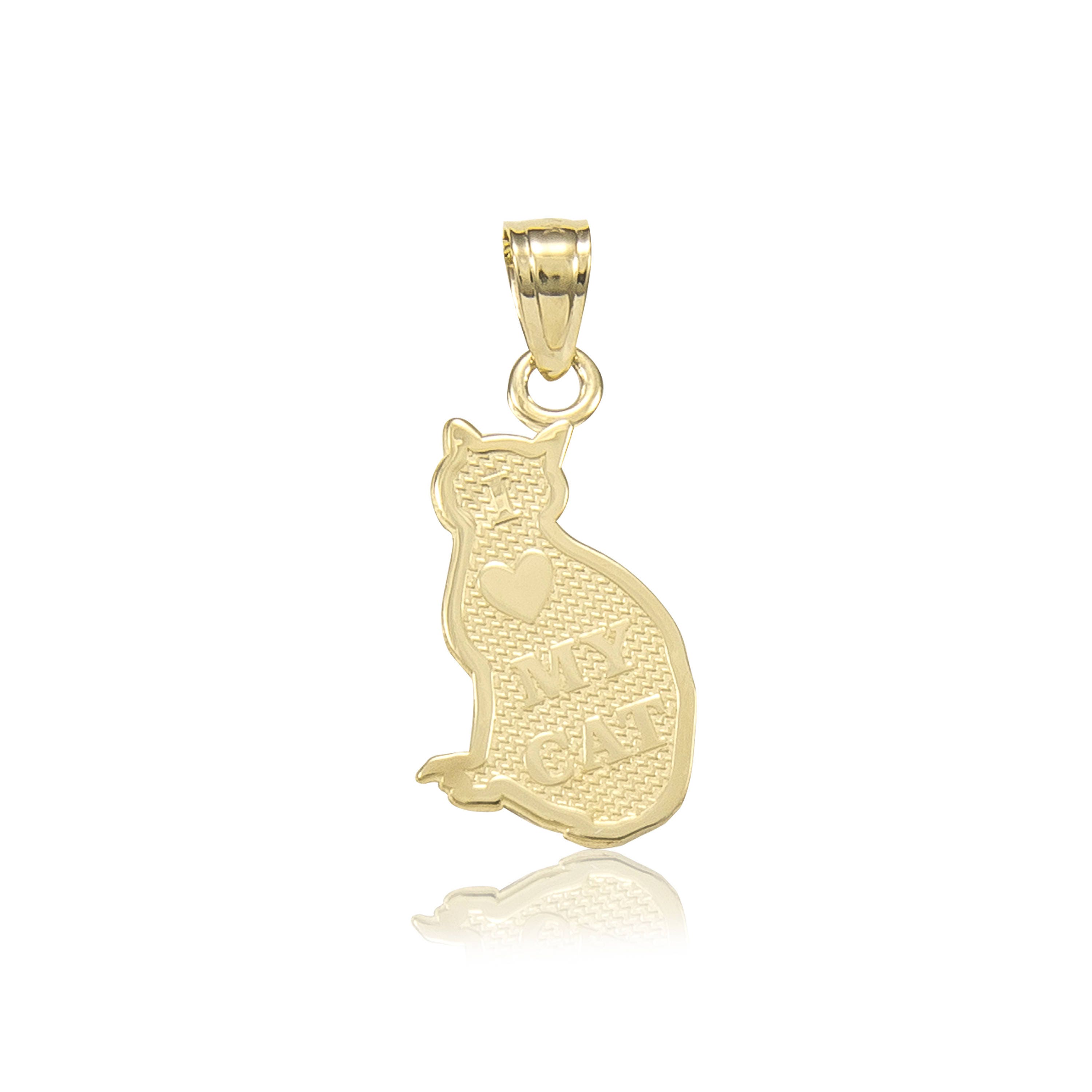 14K Solid Yellow Gold Cat Pendant Reversible Polished Etsy Australia