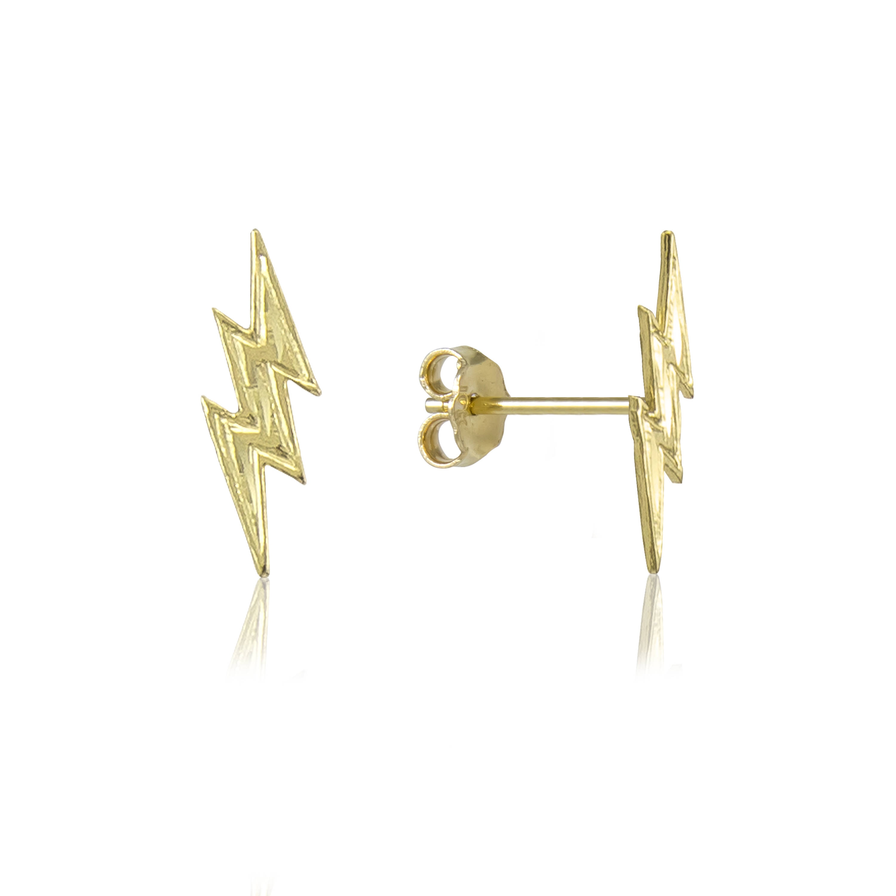 Solid gold lightning bolt earrings Clearance