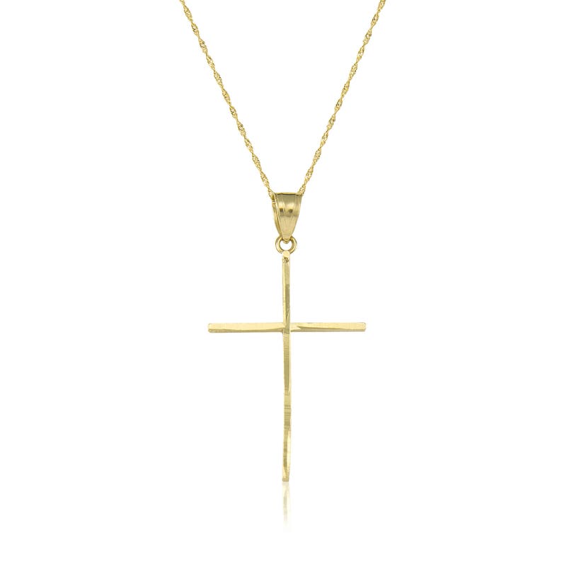 10k Yellow Gold Diamond-Cut Cross Pendant