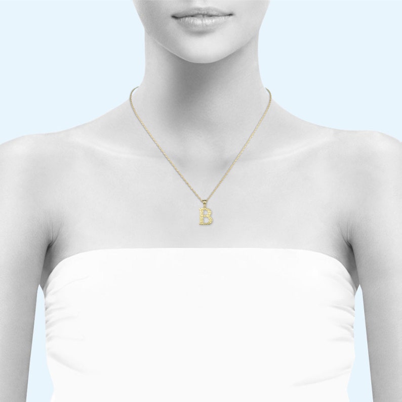 A-Z Any Alphabet Necklace Charm 10K Solid Yellow Gold Nugget Initial Letter Pendant