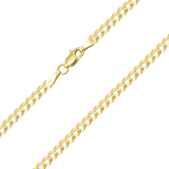 14K Solid Yellow Gold Cuban Necklace Chain 3.0mm 16-30 - Etsy