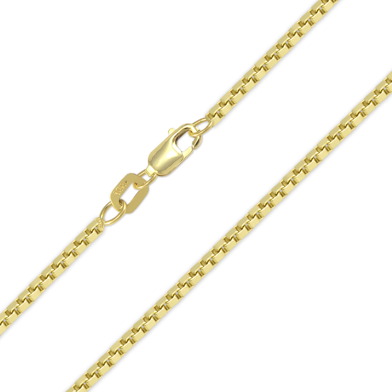 10K Solid Yellow Gold Box Necklace Chain 1.2mm 1624 Etsy