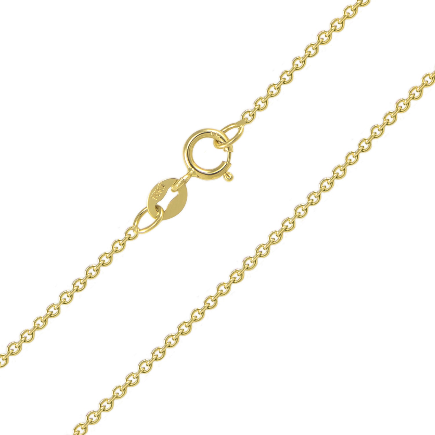 10K Yellow Gold 1.3mm Round Rolo Cable Necklace Link Spring Clasp 16-24 Inches 10K Yellow Gold 1.3mm Round Rolo Cable Necklace Link Spring Clasp 16-24 Inches