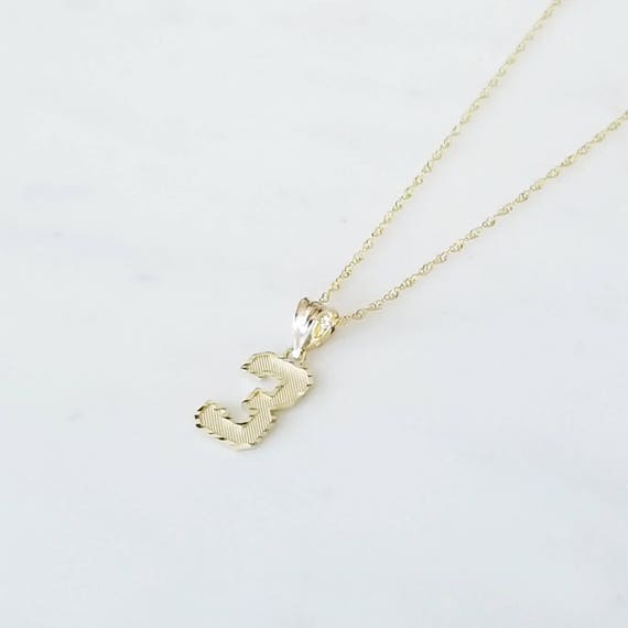 10K Solid Yellow Gold Number Pendant 0 