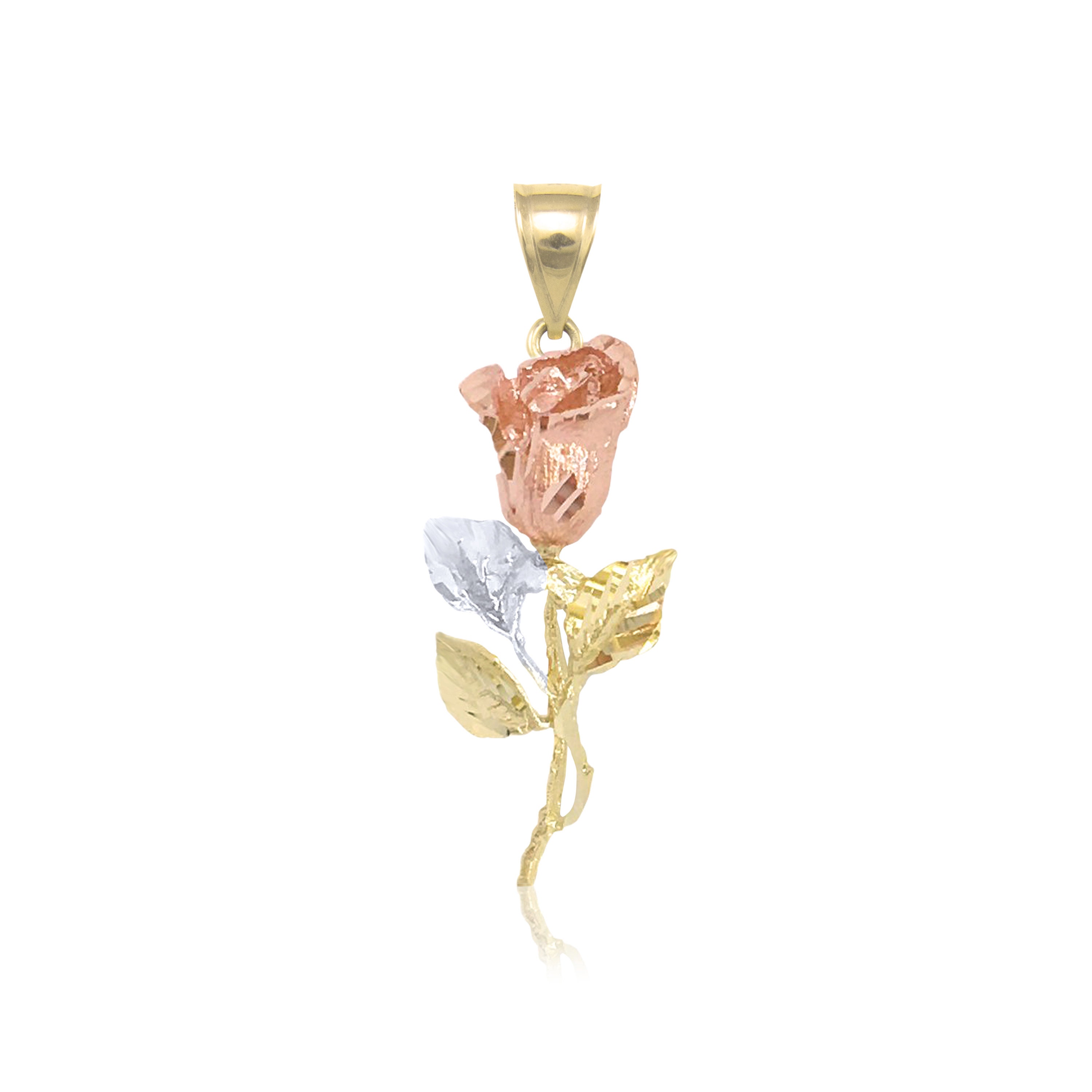 10kt Gold Rose Flower Charm Pendant 