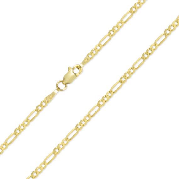 Authentic 14K Yellow Gold Hollow Figaro Chain Necklace 3.5mm/16" ~ 26" Authentic 14K Yellow Gold Hollow Figaro Chain Necklace 3.5mm/16" ~ 26"