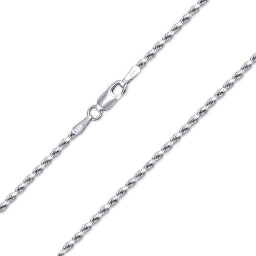 Solid 14k White Gold Rope Chain Diamond Cut Italian Necklace - Etsy