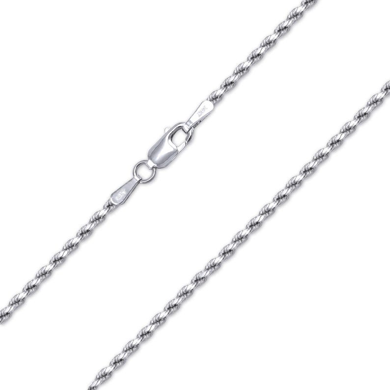 14K Solid White Gold Diamond Cut Light Rope Necklace Chain Etsy