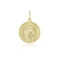 14K Solid Yellow Gold Saint Jude Medal Pendant - San Judas Thaddeus Round Necklace Charm