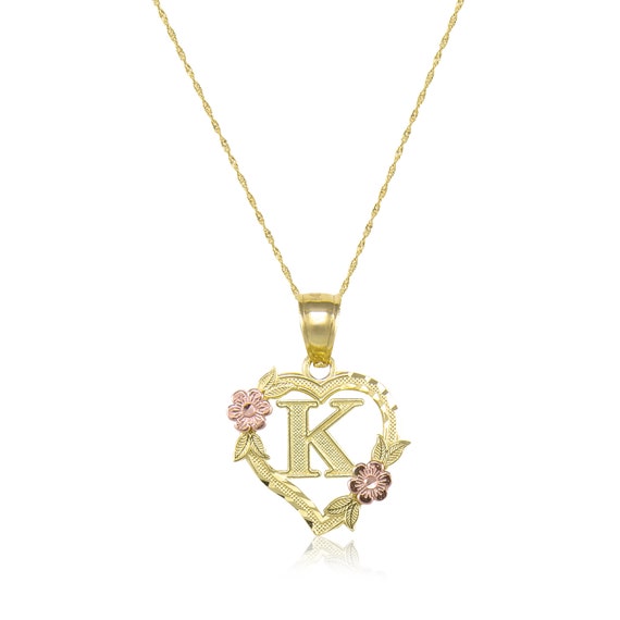 14KT Rose Gold Small Key Heart Pendant Chain Necklace – LSJ