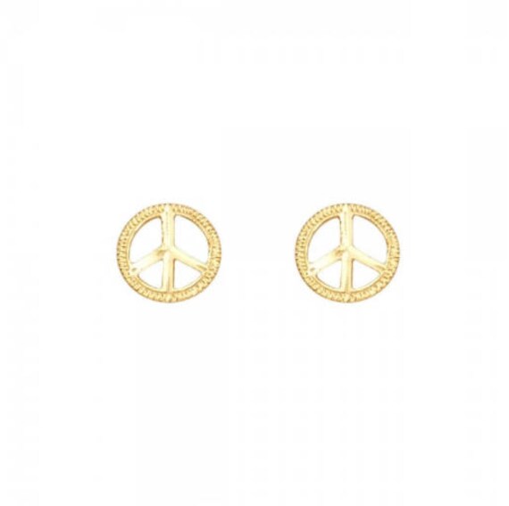 14k Yellow Gold Peace Sign Stud Earrings 14k Yellow Gold Peace Sign Stud Earrings