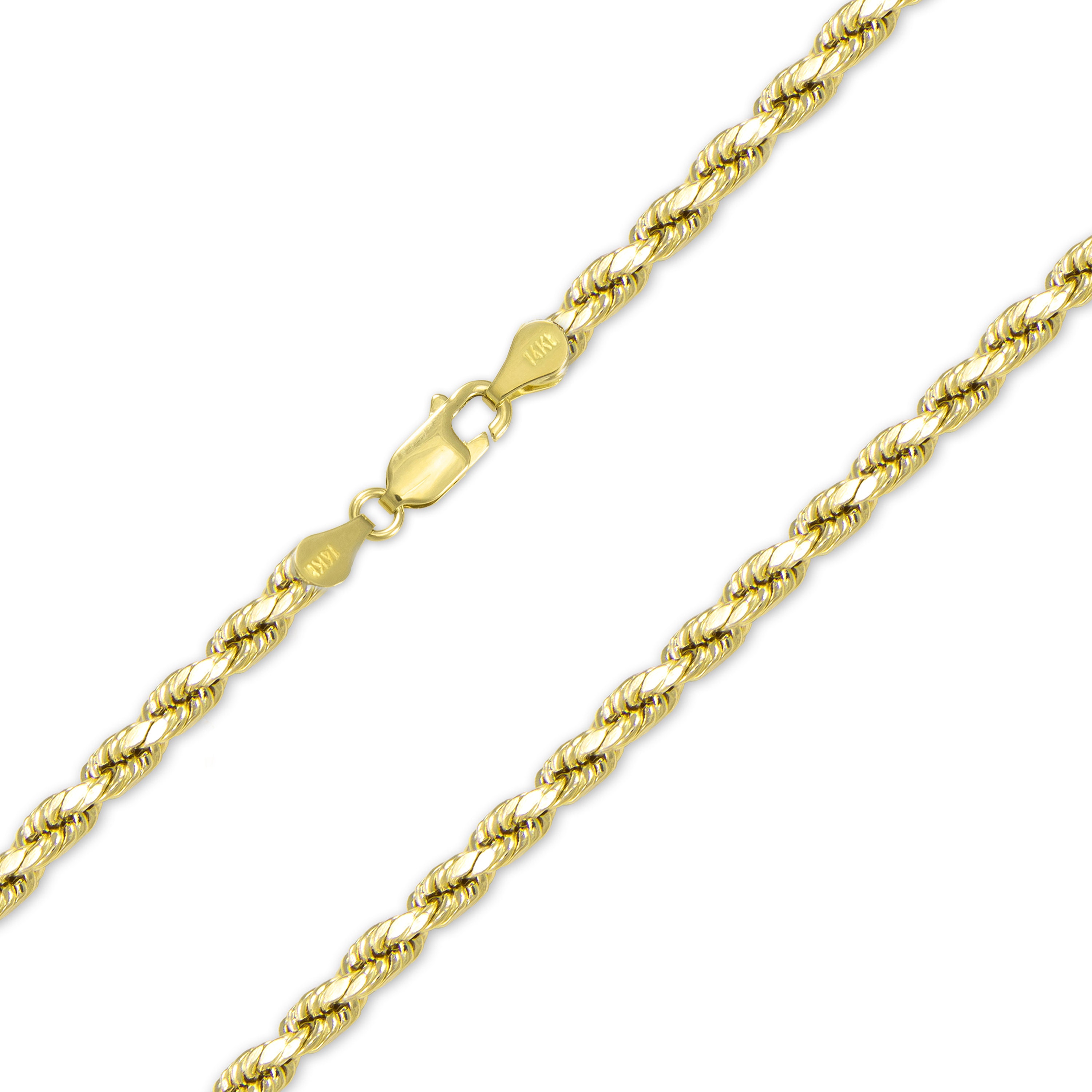 14K Solid Yellow Gold Diamond Cut Silk 