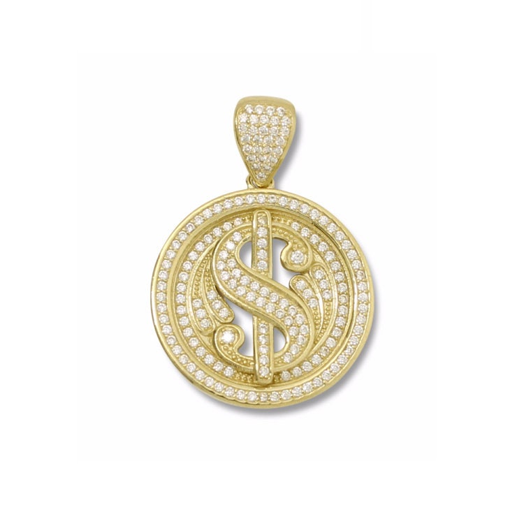 10k Yellow Gold CZ Dollar Sign Pendant