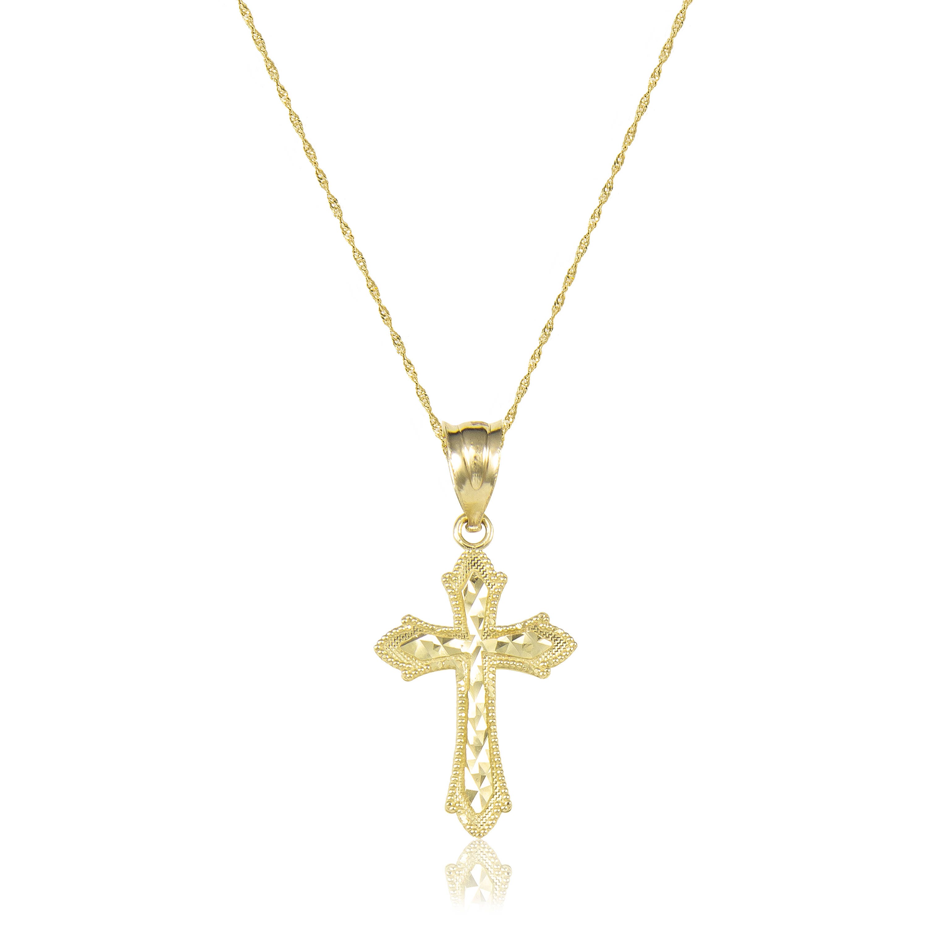 10K Yellow Gold Fleur de Lis Crucifix Charm Pendant 10K Yellow Gold Fleur de Lis Crucifix Charm Pendant