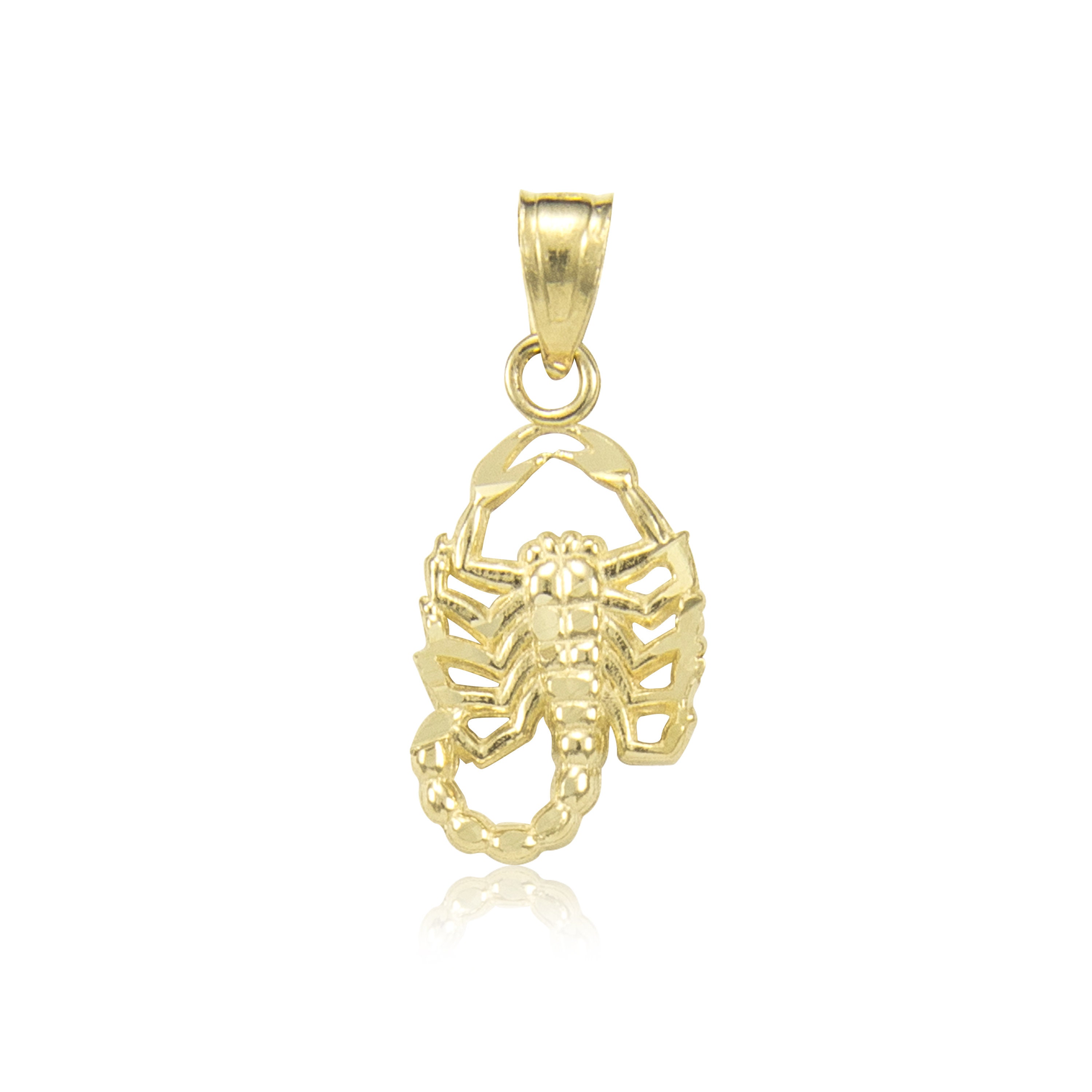 14K Solid Yellow Gold Scorpion Pendant - Scorpio Zodiac Necklace Charm