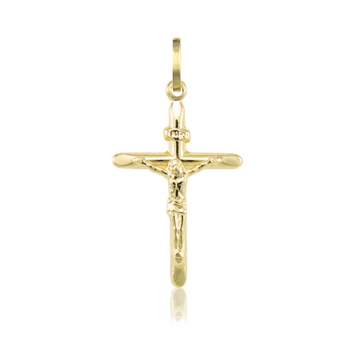 14K Yellow Gold Crucifix Cross Pendant 
