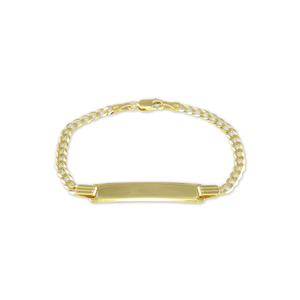 14K Solid Yellow Gold Personalized Cuban ID Bracelet 2.7mm 6" - Free Engraving Baby Kids