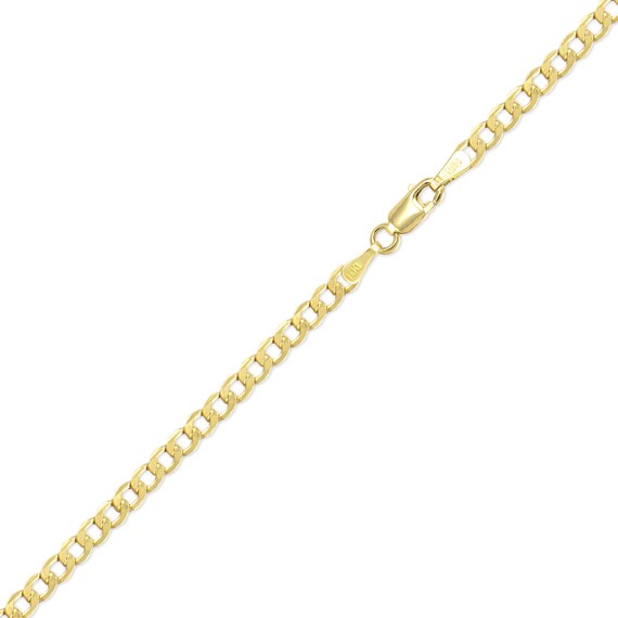 Curb Chain Link 14K Solid Yellow Gold Cuban Bracelet 4.0mm 7-9