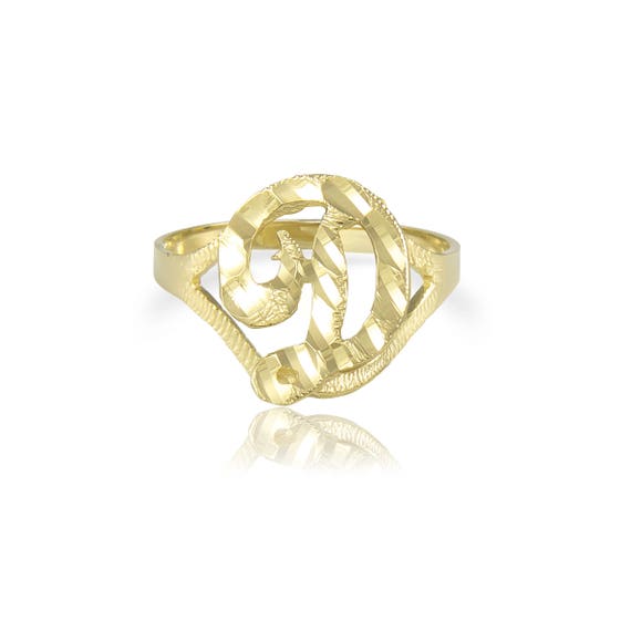 10k gold letter rings outlet