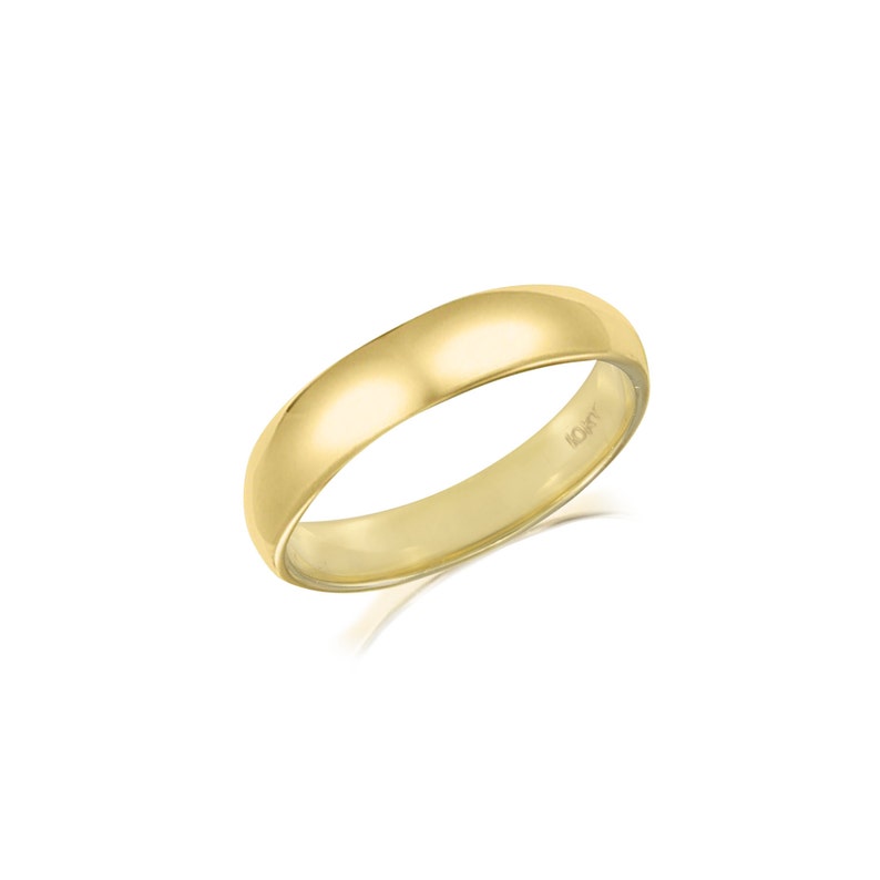 Polished 10K Solid Yellow Gold Regular Fit Plain Wedding Band Ring 3.0mm Size 5-13