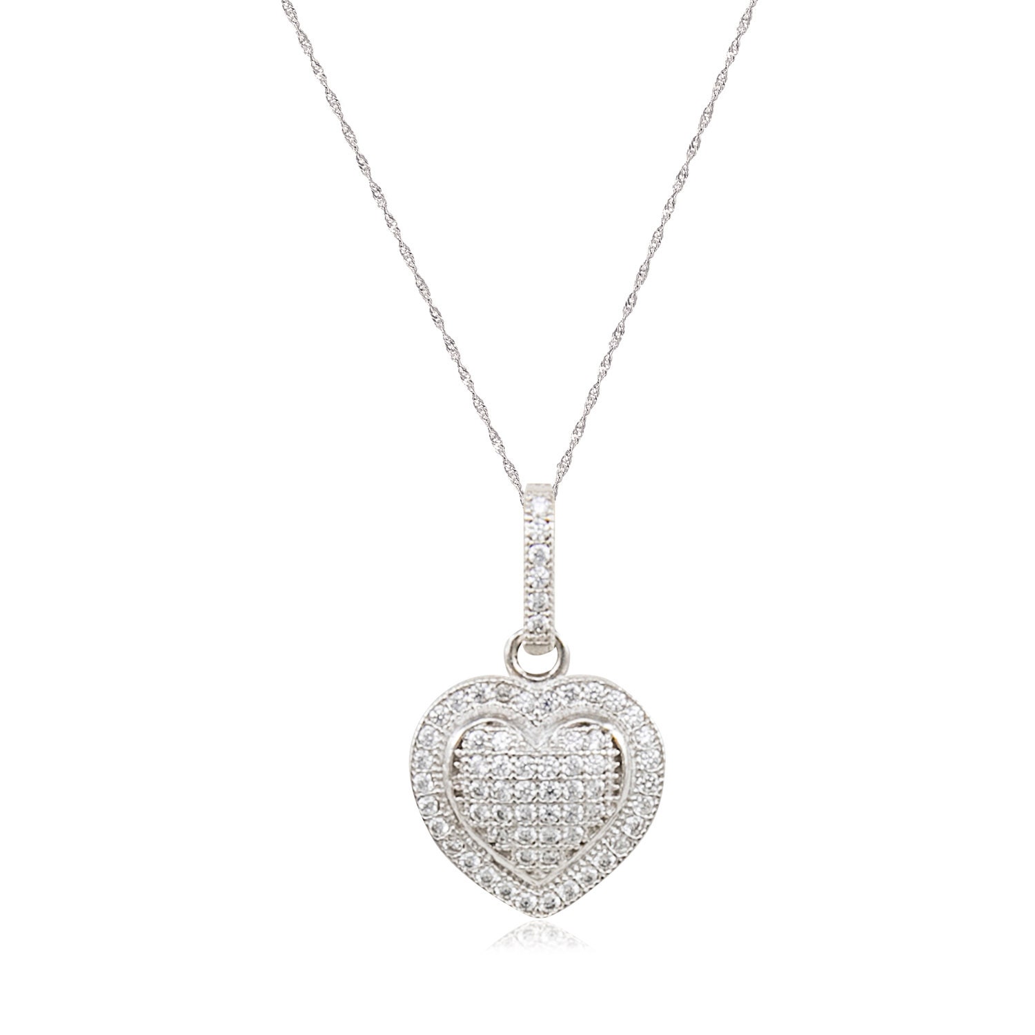 10K Solid White Gold Cubic Zirconia 