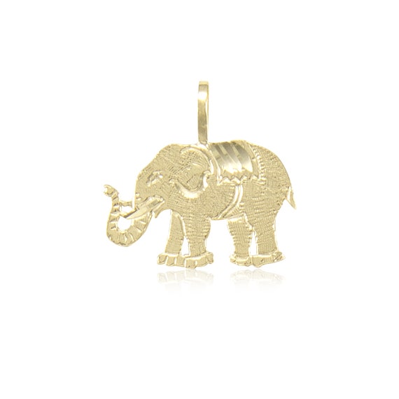 Good Luck Lucky Dia Cut Women Men 14K Solid Yellow Gold Elephant Stud Earrings