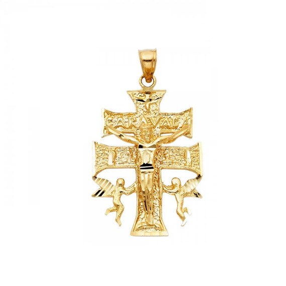 Nouveau 14k or Caravaca Pendentif Croix