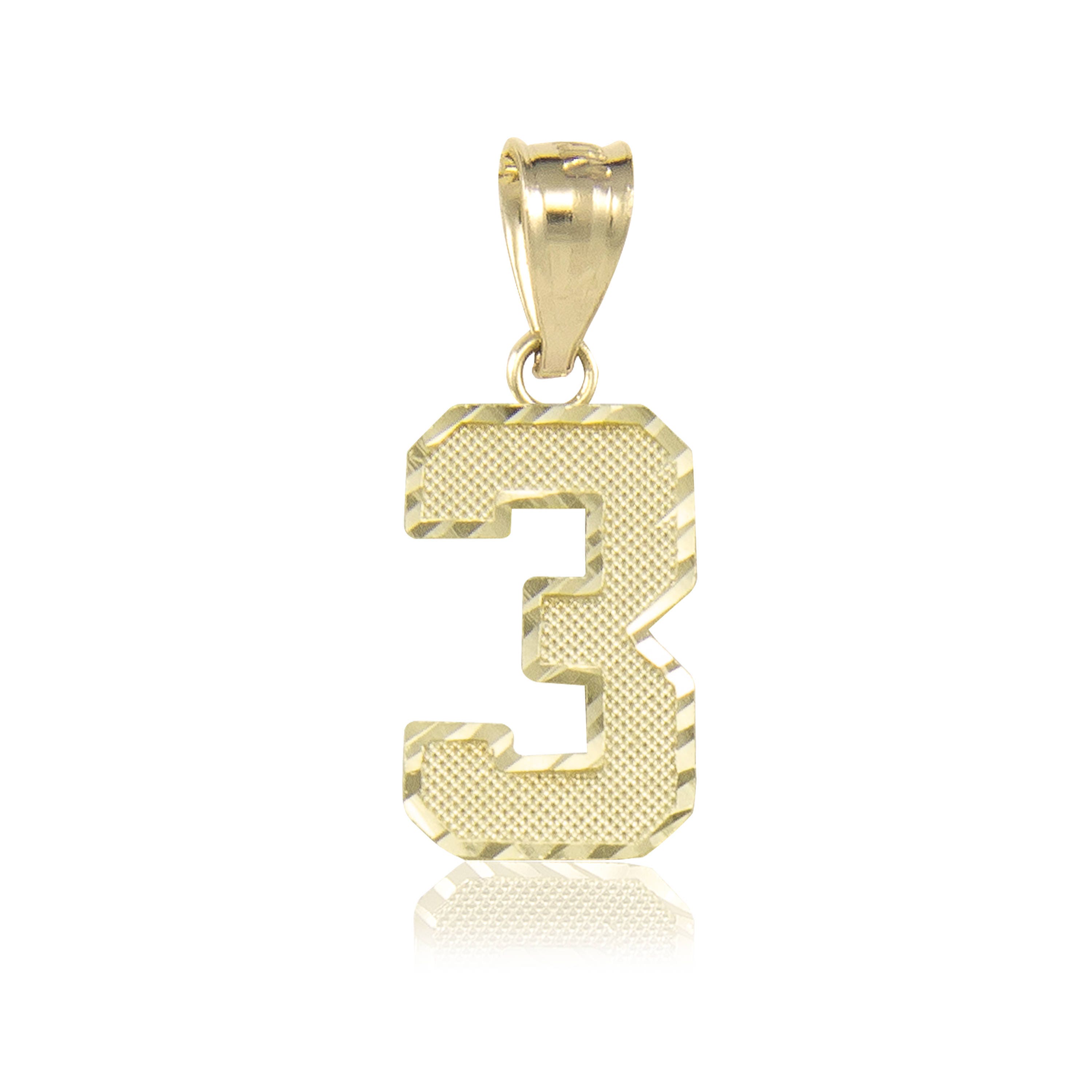 10K Solid Yellow Gold Number Pendant 