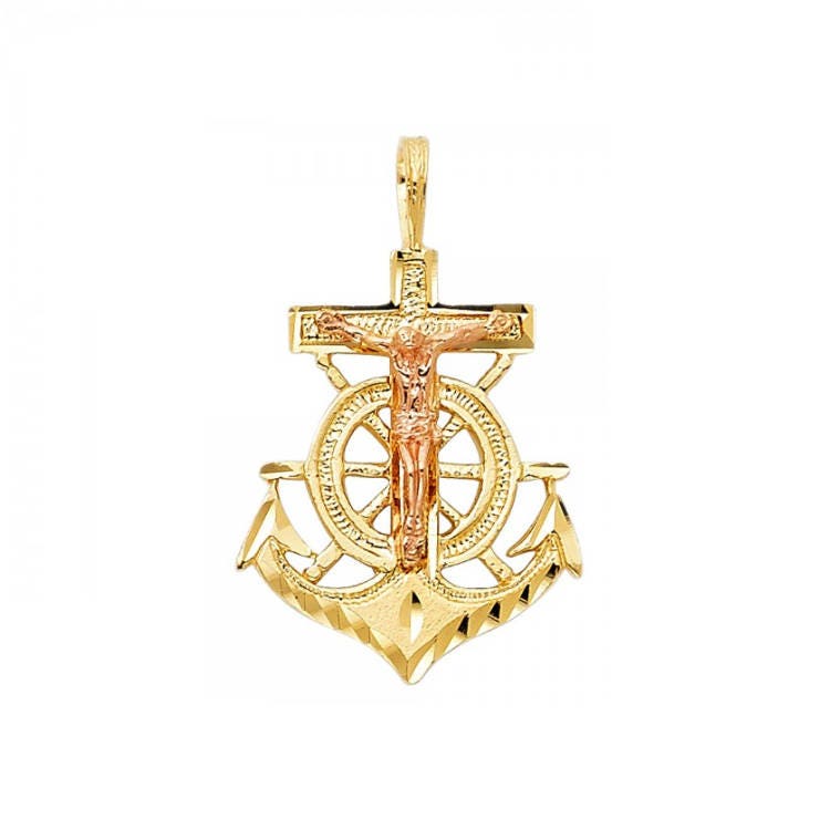 Gold cross deals anchor pendant